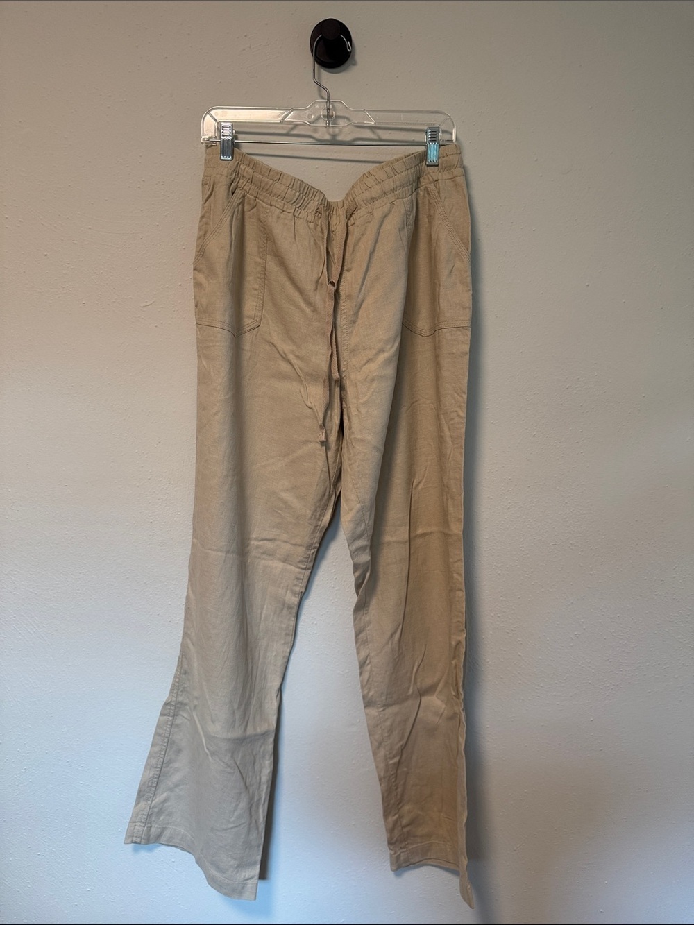 NWT Cato Linen Blend Drawstring Pants Beige Large